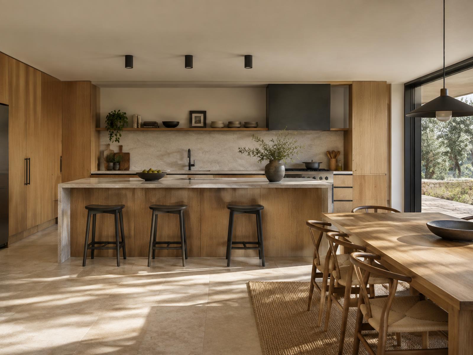 Conceito editorial de uma cozinha renovada em madeira